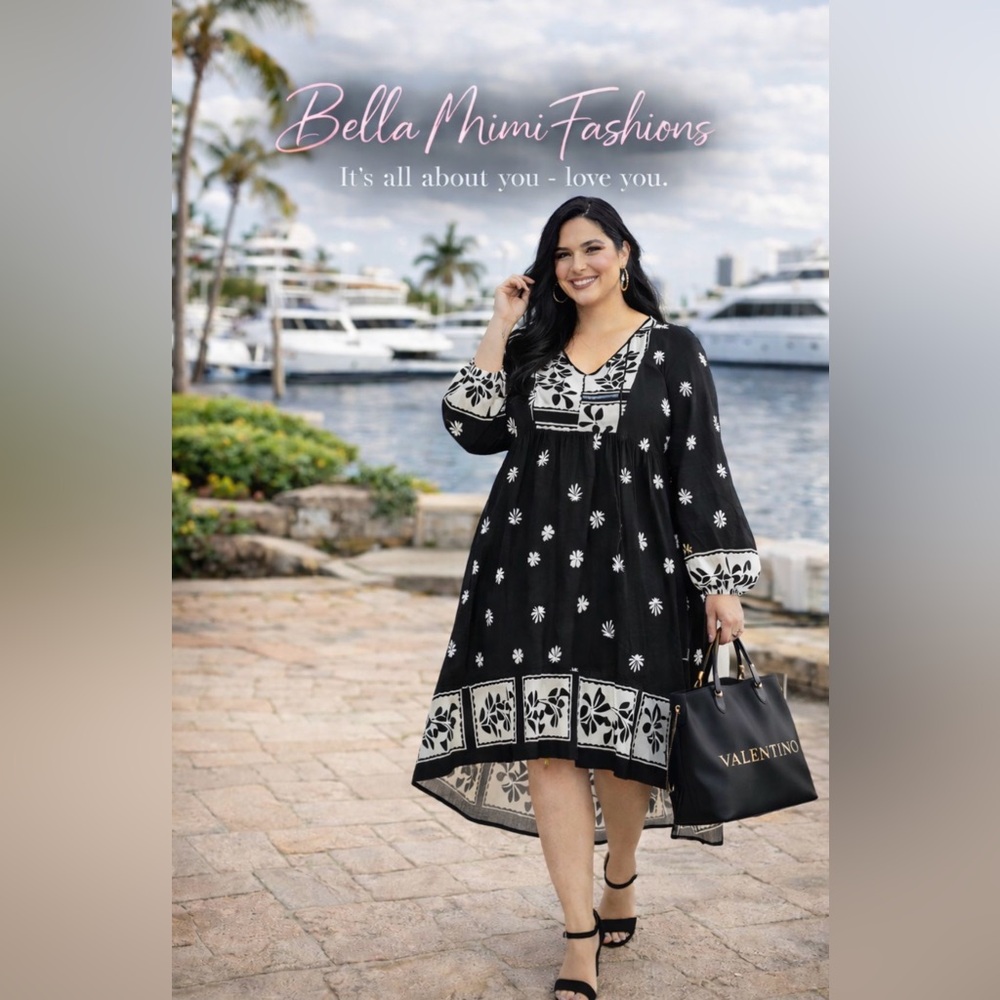 NWT Black and White Floral Women's Dress varies plus-sizes 2/3/4X 🌺🌸🌹 BRB SL 5